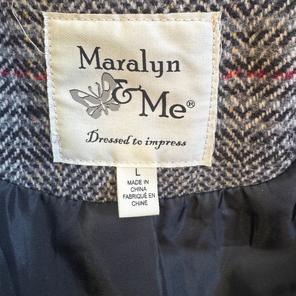 Maralyn & Me Plaid Single Breasted Reefer PEACOAT Juniors L - Picture 3 of 4